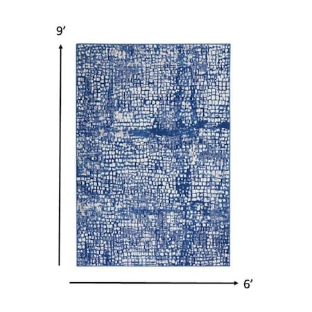 Palacedesigns 6 x 9 ft. Ivory & Navy Abstract Grids Area Rug PA3659556